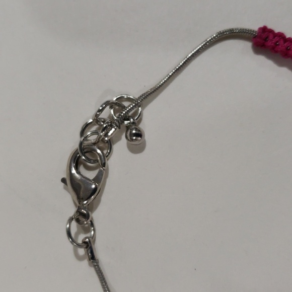 ๐  Silver tone & Pink Braided Adjust. Bracelet with Fish Charm โ Boho & Cute! ๐ - Picture 5 of 8